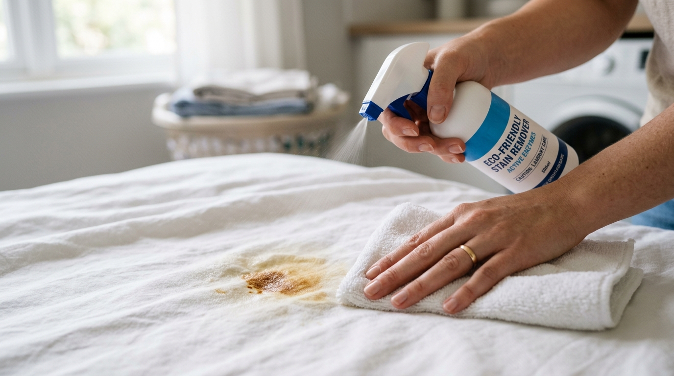 Treating wine stains on bed sheets with natural cleaning solutions
